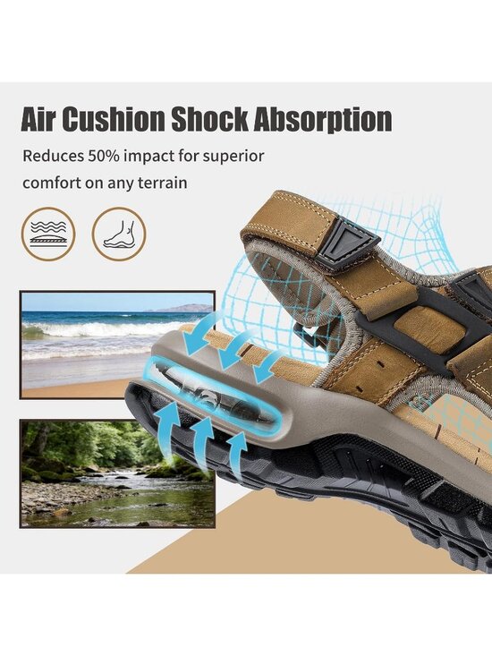 Men\'s Light Brown Arch Support Outdoor Non Slip Athletic Hiking Sandal Shoes main image 4